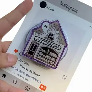 Haunted Bookstore MagSafe Phone Grip: Halloween Bookish Magnetic Phone Holder, Ghost Bookstore Popsocket, Fall Book Lover Gift