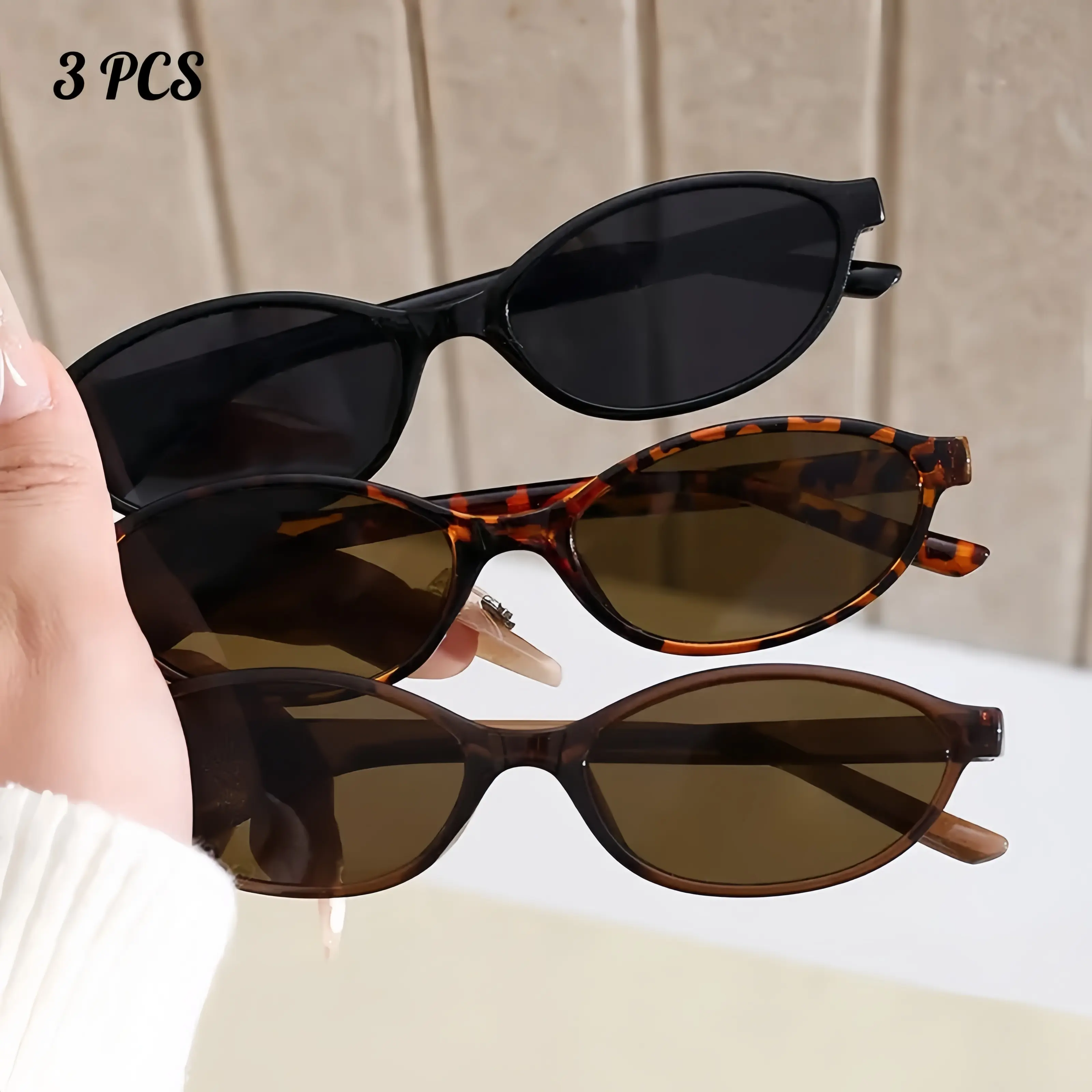 3-Piece Retro Oval Cat Eye Sunglasses for Women,Y2k Trendy Narrow Sunnies Designer Sunglasses,Vintage Tortoiseshell Womens Sunglasses for Daily Wear, Driving,summer blogger’s go-to sunnies for beach trips,back to school,back to school haul