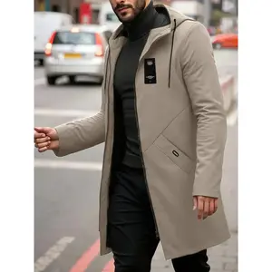 Men's Hooded Jacket with Light Thin and Thick Options, Casual Fitted Long Windproof Outdoor Coat, Perfect Gift for Friends or Boyfriend