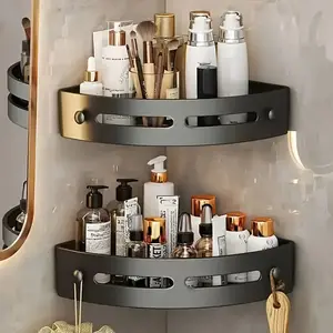 2 Corner Shelf for Bathrooms, No-Drill Design, Hair Wash Rack, Must-Have for Bathrooms, Shower Organization, Stylish Storage, Space-Saving Design, Durable Structure, Lightweight Frame, Bottle Holder, Adhesive Rack, Small Bathrooms, Home Organization