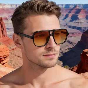 European and American retro double beam sunglasses men's large frame driving sunglasses men's outdoor mountaineering sunscreen glasses