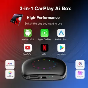 3-in-1 Smart AI Android Box Wireless CarPlay Android Auto Android 13 8-Core 4+64GB/8+128GB 5G WiFi 4G LTE Plug & Play GPS for 99% Cars