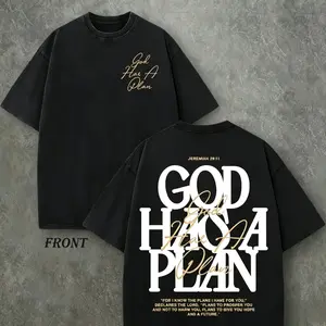 Trendy Vintage Christian T-Shirt - God Has A Plan (Jeremiah 29:11) Oversized Front & Back Graphic Tee |   Faith-Based Apparel Perfect for Spring & St. Patrick's Day summervibes
