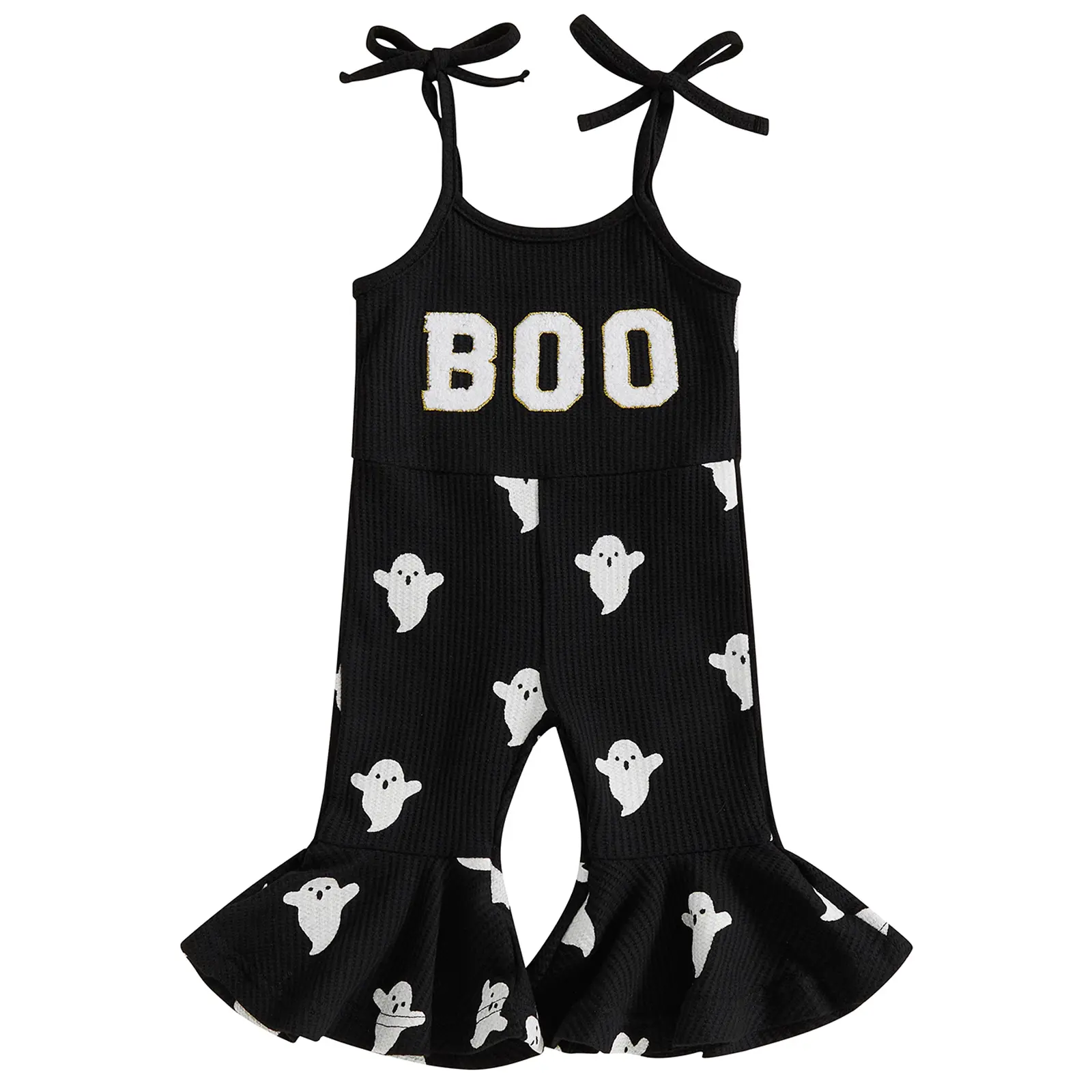 Toddler Baby Girl Halloween Costume, Ghost Boo Spaghetti Strap Bodysuit, Gobble Romper with Bell Bottoms Outfits, Baby Halloween Costume