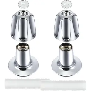 Shower Knobs 2 Piece Replacement, Compatible with Pfister Verve Tub Shower Handle Replacement, 2 Faucet Handle Trim Kit for 5-1/2 inch High, 12 Tooth Broach Stem Cartridge (Polished Chrome)