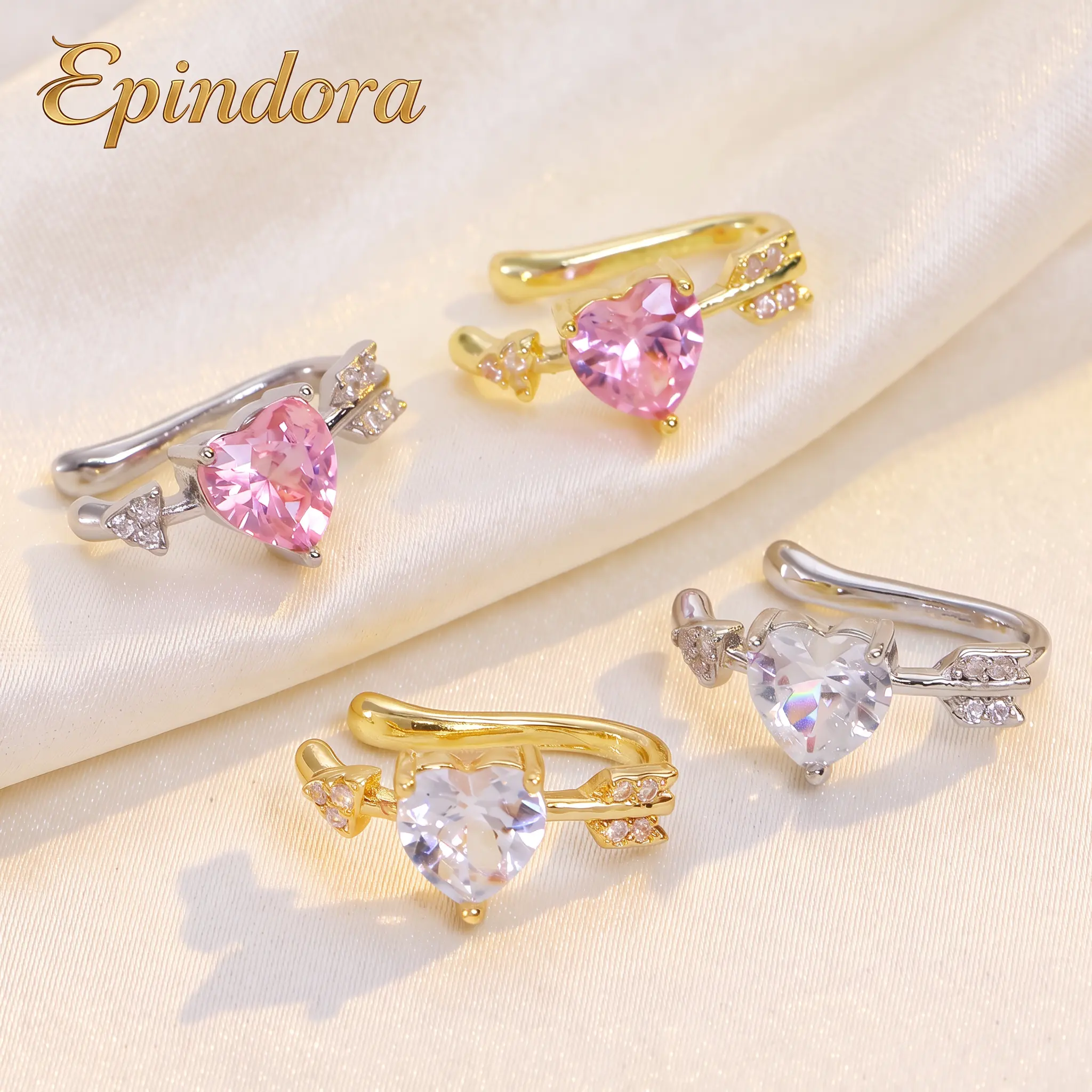Epindora CZ Heart Arrow Ear Cuff