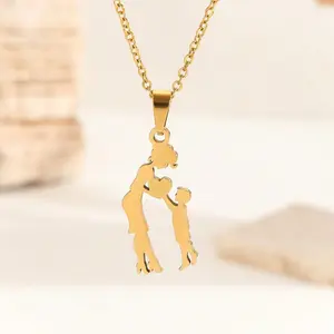 18k gold plated mother and child necklace, cute and elegant jewelry suitable for daily wear and as a Mother's Day gift for Mom