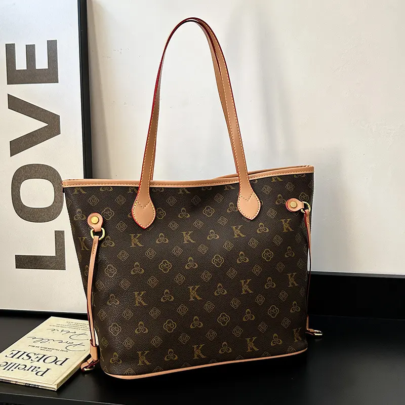 Women's Large-Capacity Monogram Tote Bag – 2026 New Stylish & Versatile Commuter Handbag (Shoulder/Crossbody)