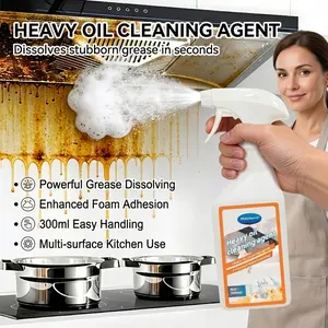 300ml kitchen grease cleaner, suitable for range hoods, stoves, cooktops, ovens, barbecue grills, etc., multifunctional cleaner