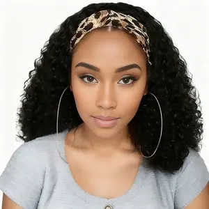 Easy-On Grey Headband Wig! Kinky Curly Deep Wave - Synthetic & Comfortable