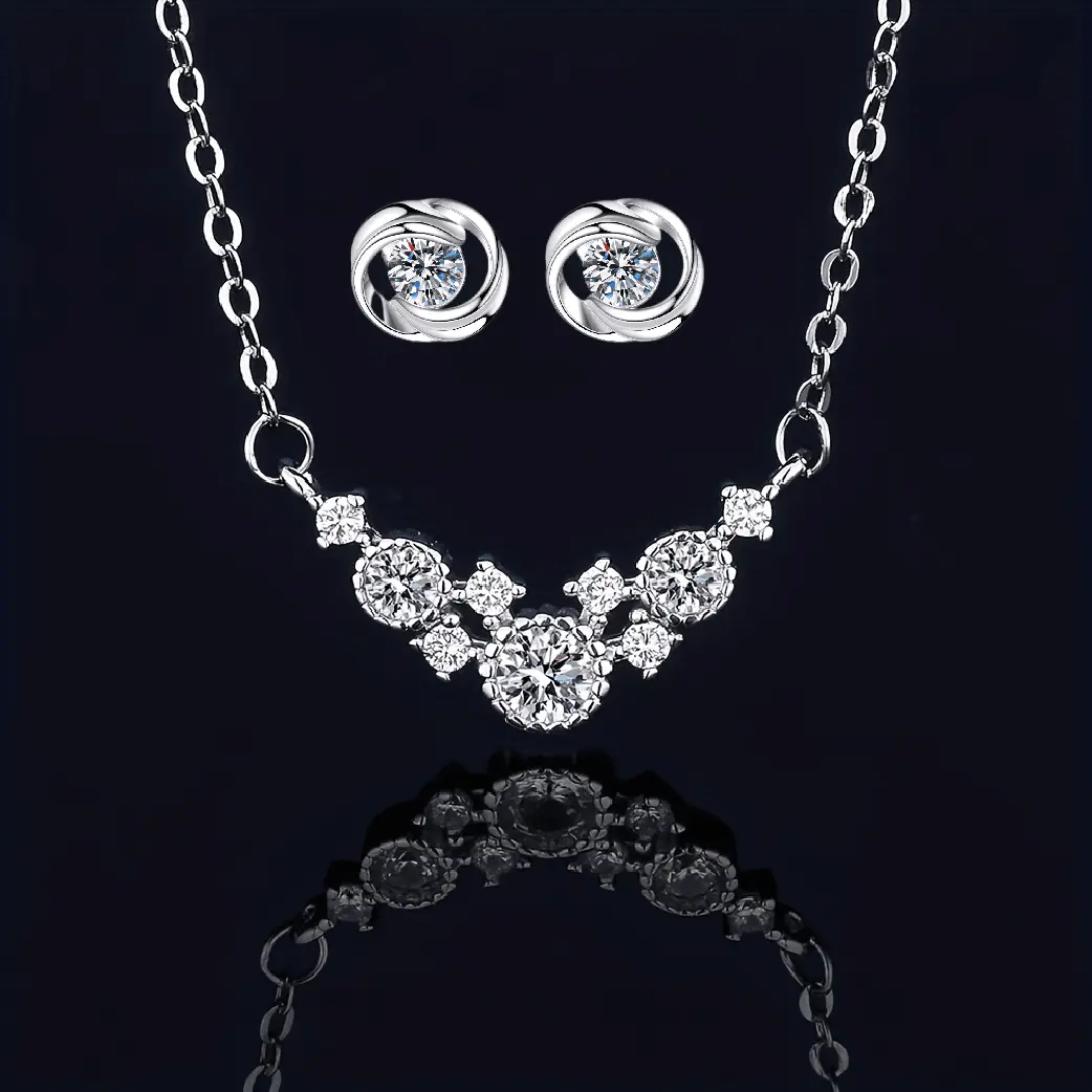 Full Star Moissanite Jewelry Set, A-Level Moissanite Sparkling Jewelry, Including Necklace And Earrings, Is Definitely A Dazzling Combination For Parties Or Dances
