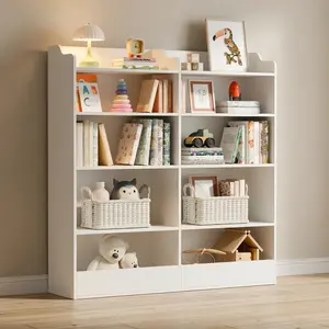 Wood Bookcase,8 Cube Storage Organizer Bookshelf.5 Tier Storage Cabinet with Adjustable Shelves for Bedroom, Living Room, Office