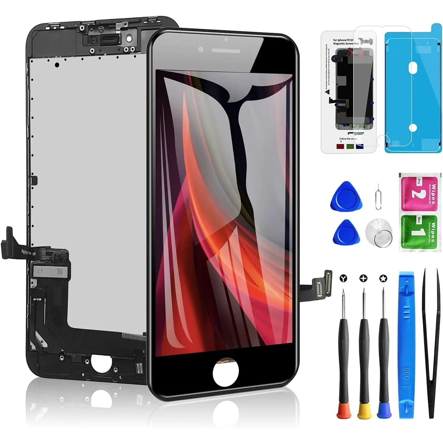 for iPhone 8 Plus Screen Replacement Black 5.5 Inch,  3D Touch LCD Digitizer Display for iPhone 8 Plus, with Repair Tools Kit for A1864,A1897,A1898 Glass Screen