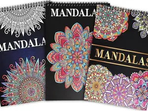 Bondream 3 Pack Mandalas Coloring Books for Adults,Unique Mandala Pattern for Relaxation, Adults Coloring Book Spiral Bound,Relaxing Coloring Books for Women and Men