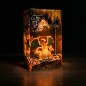 Fire Dragon Resin Art, Cute Orange Creature Decor, 3D Fantasy Figure Piece, Gaming Room Aesthetic, Collectible Gift Idea