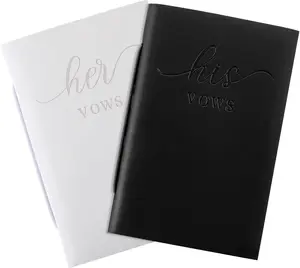 2 count Wedding Vow Journals His and Hers Vow Journals for Wedding Vows Journal Wedding Day Officiant Journals 5.9 x 3.9 Inch, Bridal Shower Gifts, Wedding Keepsake, 50 Pages/Pcs (White, Black)