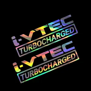 Pack (2pcs) i-VTEC 7x2.4 Inch Turbocharged Sticker – Waterproof Vinyl Decal, 20+ Colors, UV Resistant Car Sticker JDM Style
