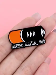 Battery & Quote Enamel Brooch Pin, Fashion Bag Accessory, Durable Zinc Alloy Badge, Suitable for Backpacks Sweaters Hats, All Seasons Wear, Durable Metal Pins