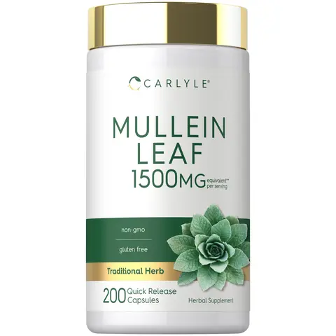 Carlyle Mullein Leaf Extract 1500mg | 200 Capsules | Verbascum Thapsus | Non-GMO, Gluten Free Supplement