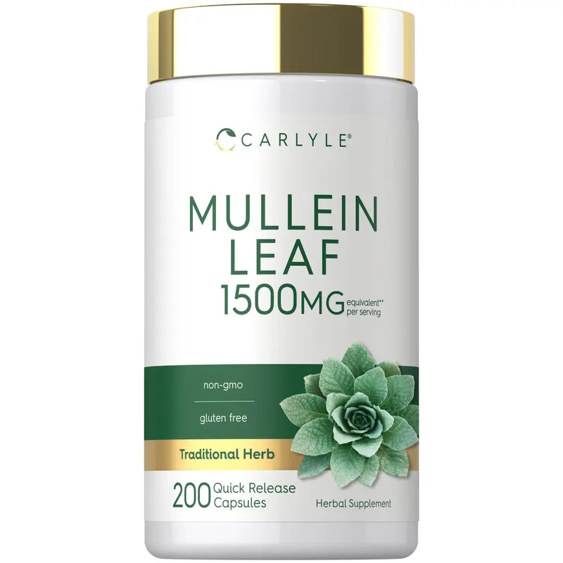 Carlyle Mullein Leaf Extract 1500mg | 200 Capsules | Verbascum Thapsus | Non-GMO, Gluten Free Supplement