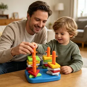 Geometric Shape Stackers, Educational Stacking Toy, Color & Shape Cognitive Play, Early Education Tool, Baby Building Blocks