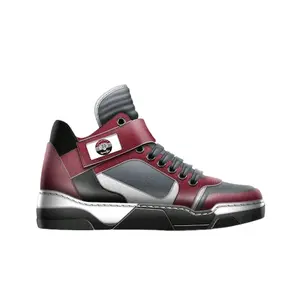 The House - High top sneaker with Gray Accents and MOROON TIGERS LOGO Detailing