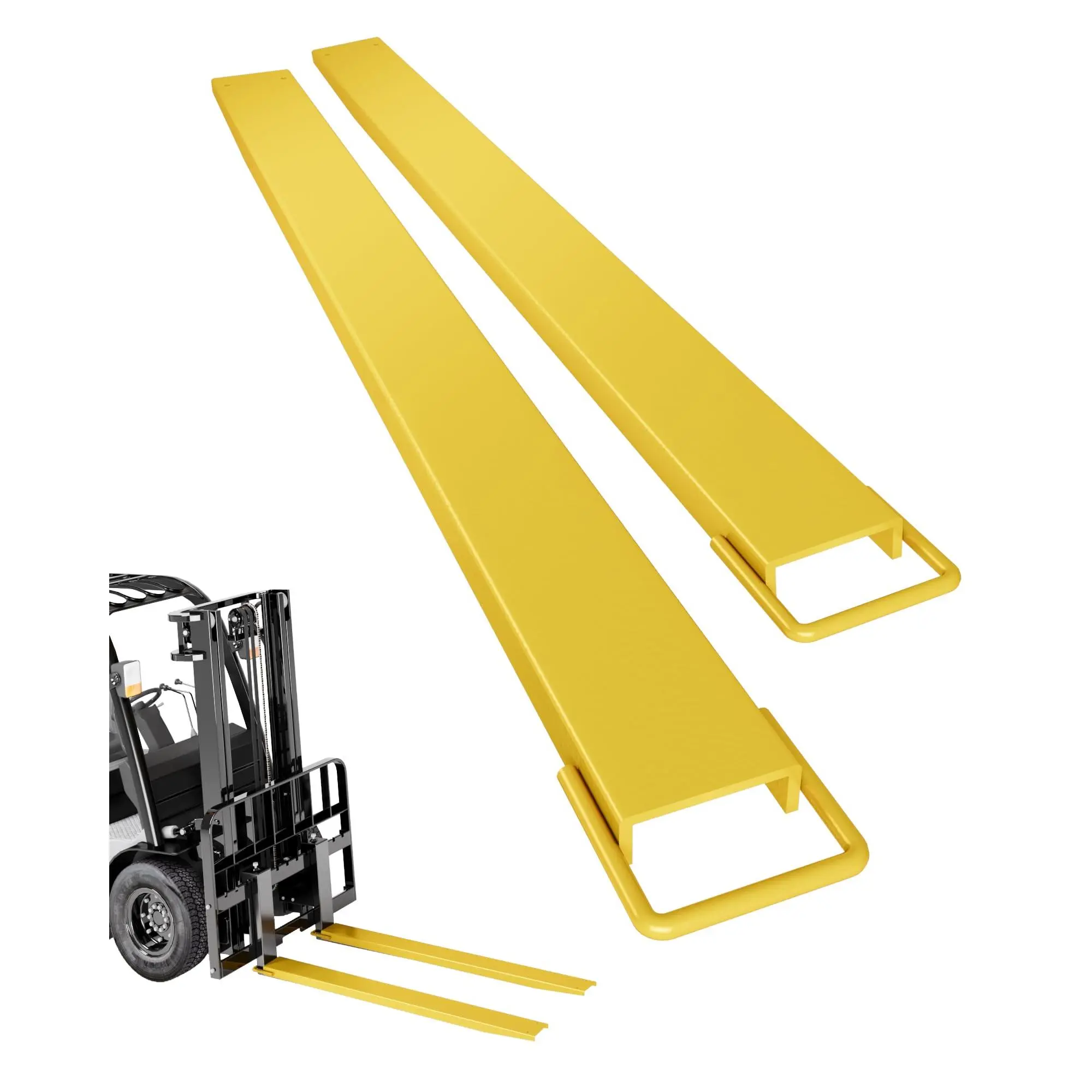 GARVEE Heavy-Duty Steel Pallet Fork Extensions (1 Pair) - 5.5 in Width, 84 in Length, Anti-Rust Coating, Sliding Strap, Fits 5.5 in Width Forklifts, Lift Trucks, Loaders