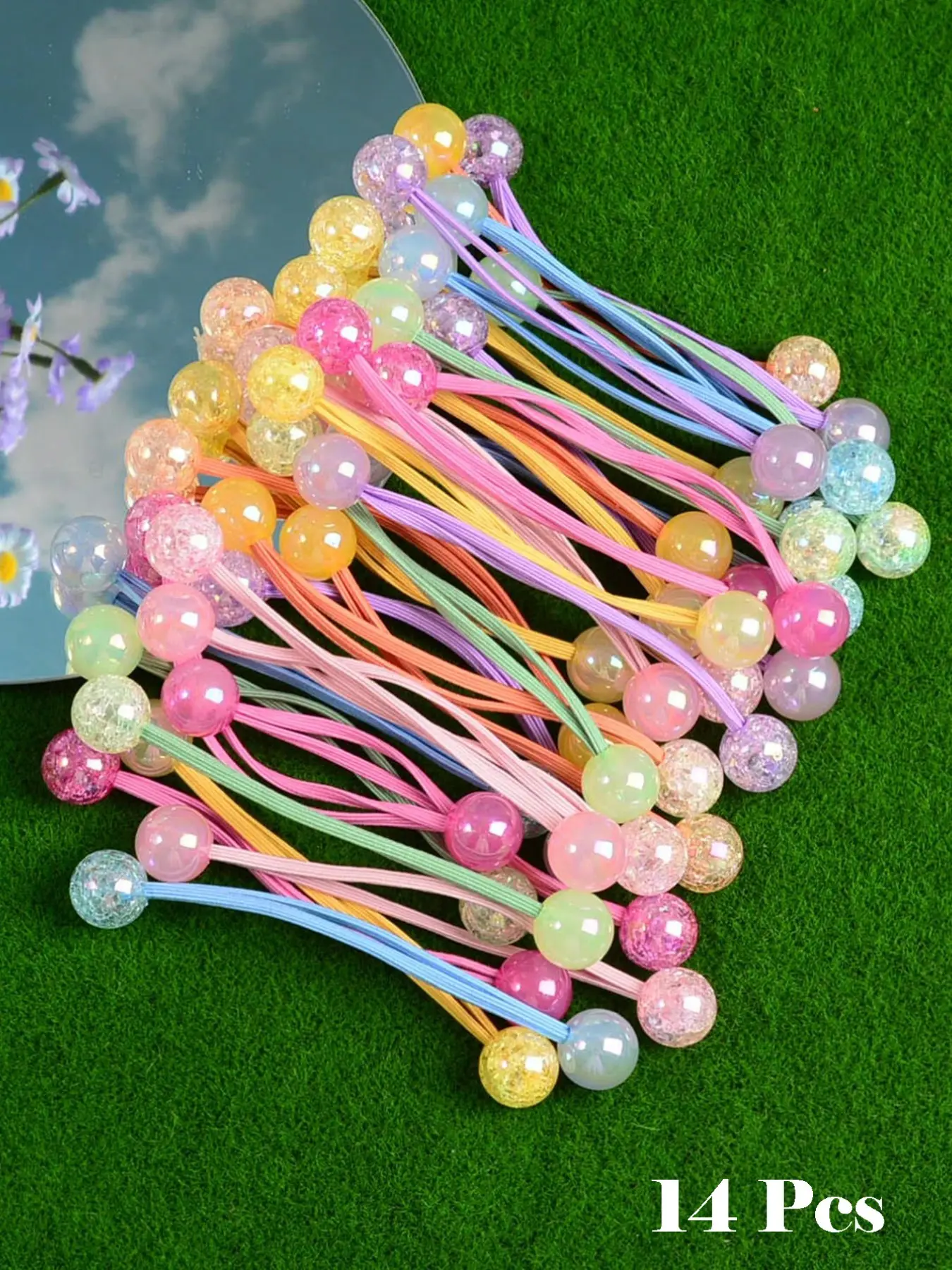 14 Candy Color Hair Elastics, High Elasticity Ponytail Bands, Cute Girl Student Hair Ties, Rainbow Rubber Bands, Scrunchies, Elastic Hair Accessory, Fun and Playful, All Seasons, Pony Tail Holders