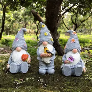 Set of 3 Cute Resin Gnome Figurines, Collectible Figurine, Mushroom Bird Butterfly Design, Home Table Decorations, Perfect Gift for Family & Friends