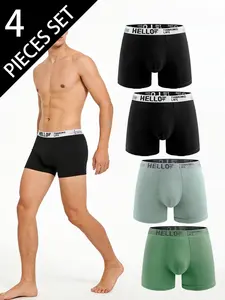 4-Pack Men's Underwear, Quick-Dry Breathable Sports Boxers, Fitted Casual Trunks for All Seasons, Daily Training Wear