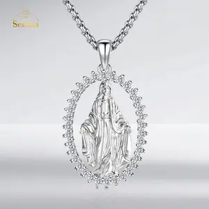 Virgin Mary Necklace S925 Jewelry Miraculous Medal Pendant Necklace Gifts for Women Men Anniversary Graduation Christmas Birthday Valentine's Day Mothers Day Religion Faith 400