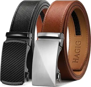 HAGIG Leather Ratchet Belt Men 2 Pack - Customizable Fit, Effortless Style (35mm)