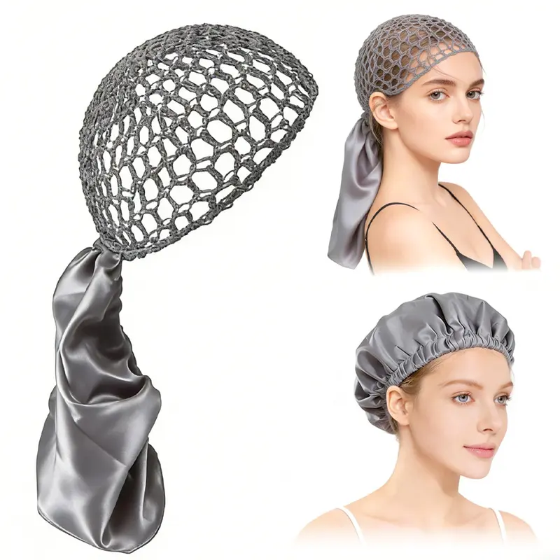 Humwam Breathable Net Satin Head Wrap, One Size Adjustable Bonnet for Braided Hair & Daily Use