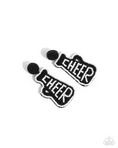 Cheer Captain Black Embroidery Patch with "CHEER" Text, Black Background, Simple Design