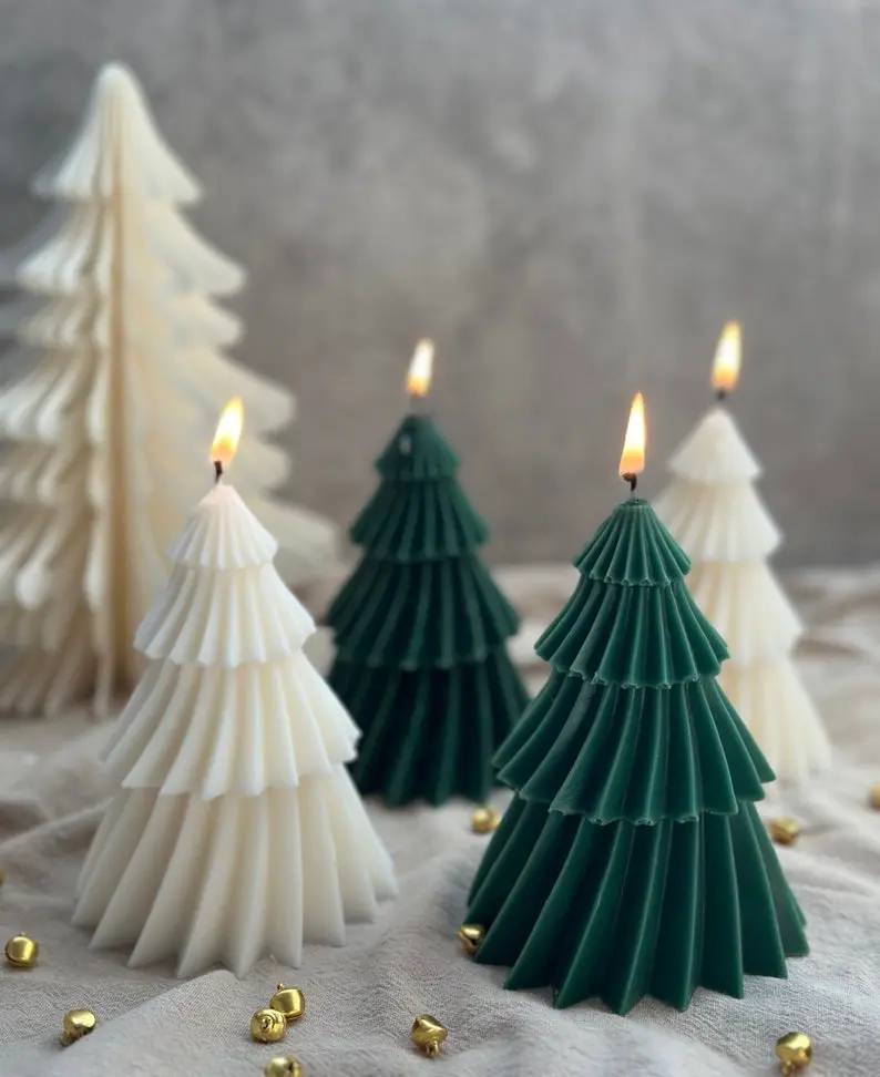 Christmas Tree Candles, Christmas Candles, Snow Trees, Hunter Green Candles, Scented Candles for Christmas Gift