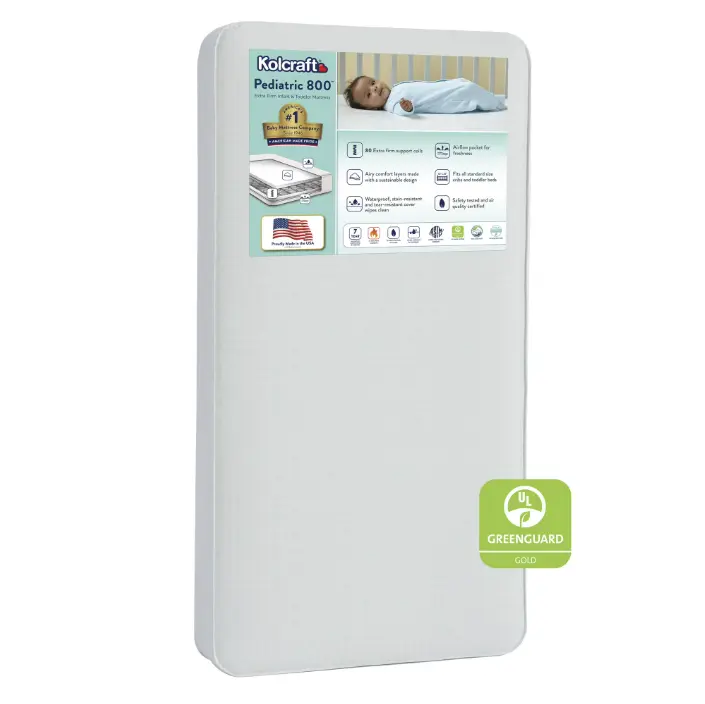 Kolcraft Pediatric 800 Extra Firm Baby Crib & Toddler Mattress, 80 Coil, Waterproof, Ecru Kolcraft Pediatric 800 Extra Firm Baby Crib & Toddler Mattress, 80 Coil, Waterproof, Ecru