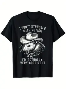 I don't fight autism, I'm actually pretty good at it. T-shirts-bold statement pattern denim civets, 100% cotton breathable summer men's top, slightly stretchy casual (S-XXXL), all-day comfort, daily wear, relaxed style, for couples