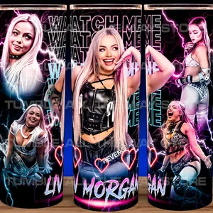 Liv Morgan Watch Me Liv Wrestling Fan Cup Mug Tumbler 20oz Stainless Steel Tumbler with Slide Closure Lid, Reusable Plastic Straw, Handmade Design - Drinkware