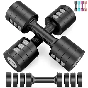 EAST MOUNT Adjustable Dumbbells 5 lb Dumbbells Set of 2 / Pair 10 lb Total Free Weights 6 in 1 Women Hand Weights for Home,Office,Gym Exercise Training 2lb 3lb 4lb 5lb Fast Adjust