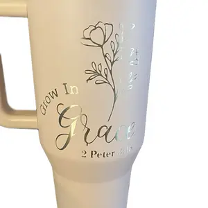 Custom 40oz Tumbler with Handle & Straw - Personalized Stainless Steel Cup Bottle Drinkware Portable