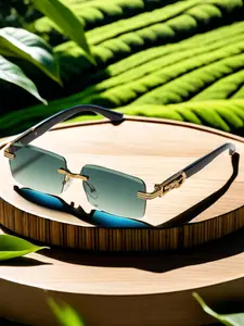 Unisex Boho Style Square Frame Sunglasses, 2024 New Style Trendy Casual Rimless Sunglasses for Everyday Use, Fashion Accessories for Outdoor Activities, Rimless Shades