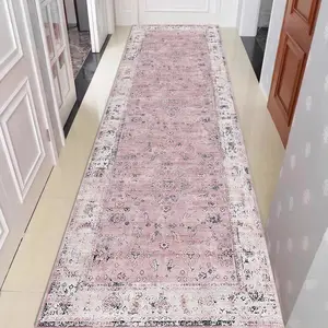 2x6 ft (Boho Pink) Hallway Runner Rug Washable  Non Slip Carpet Runners for Hallways Entryway Kitchen Laundry Room Bathroom