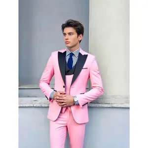 Men’s 3-Piece Suit Slim Fit Solid Tailored Blazer with Utility Inner Pockets for Business & Party Wear Menswear Set suits