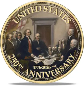 USA 250th Anniversary Commemorative Coin 1776–2026 – American Eagle Patriotic Collectible Golden Token for Celebration Gift