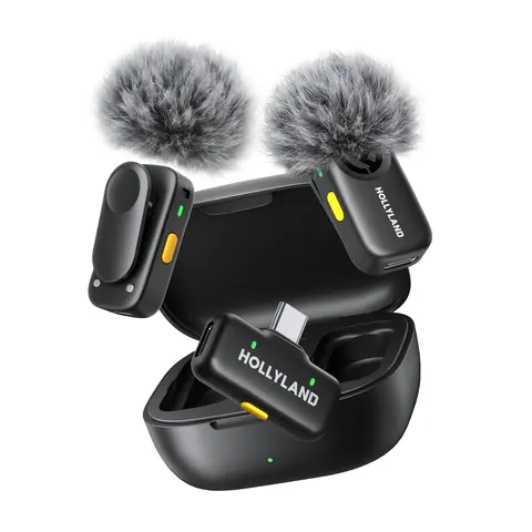 Hollyland LARK A2 Wireless Microphone with AI Auto-Limit, Built-In Batteries, Battery-Powered, Audios Compatibility, Portable for Wedding, Business Use, Comes with Storage Box