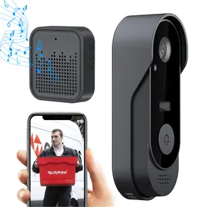 Smart Wireless Video Doorbell 1080P, HD Video Doorbell with Wake-Up Function & Chime, 2-Way Audio, Night Vision, IP65 Weatherproof, Cloud & SD Storage, Real-Time Alerts, WiFi Doorbell with Remote Viewing, Smart Home Security Camera