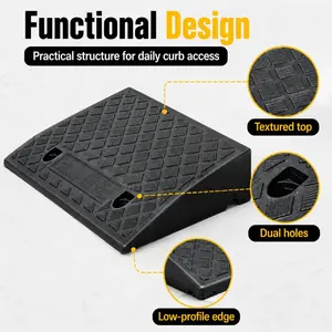 Portable Threshold Ramp 6cm / 2.4 Inch Height, Non-Slip Rubber Doorway Curb Ramp for Wheelchair, Scooter, Car, Motorcycle, Pets & Garage Access