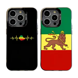 Ethiopia Flag with Lion Phone Cases for iPhone 17 Promax Pro Air 16 Plus 15 14 13 12 11 Anti Fall Black Matte Hard Bumper Shockproof Dustproof Protective Cover Shells Gift