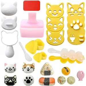 Cute  Rice Ball Molds 6 Sets Sushi Molds Bento Box Accessories Kits with 1 count Musubi Maker Press Mold, 2 count Gimbap Molds Triangle and 1 count Rice Ball Mold Shaker for DIY Fun Lunch Box Picnic Tool