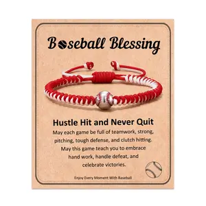 Baseball Bracelet, Adjustable Braided Gifts for Teenage Teams Son Grandson Brother Friend